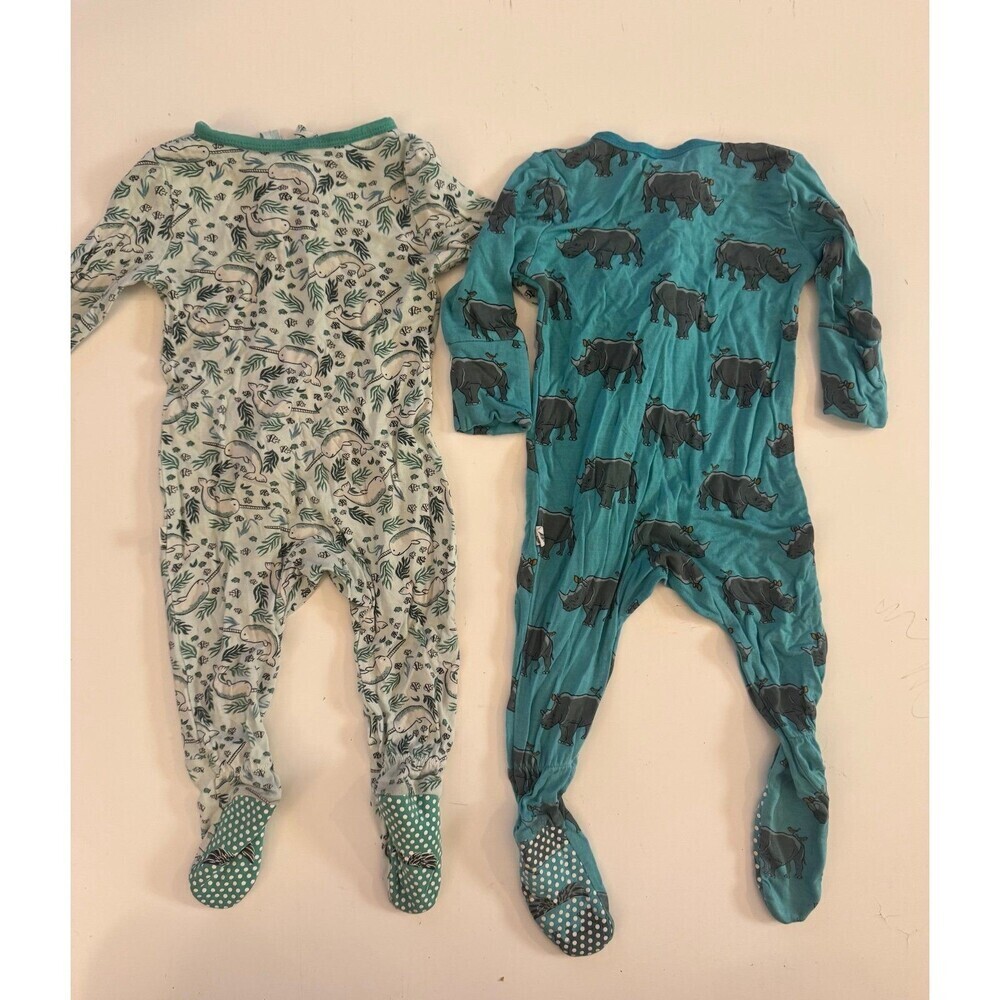 Free Birdees Bamboo Coveralls 3-6 Months Bundle Rhino Safari & Narwhal Print - Picture 2 of 6